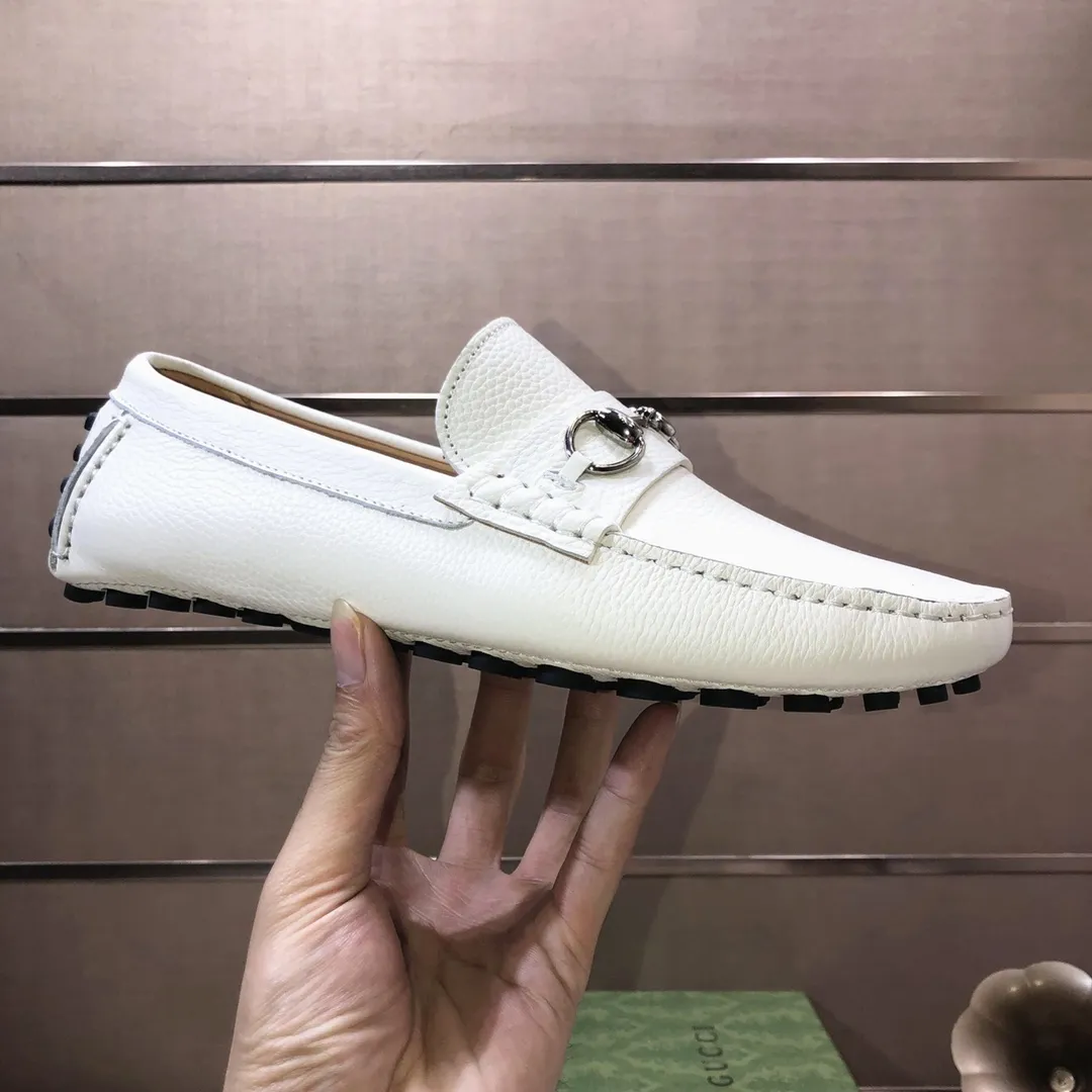 Men's Men's Shoes💰420💰[Gucci GUCCI] (High-end Niuli) New 🍀Gucci*-Gucci Peas Shoes! Made of imported original cowhide, the inner top layer is comfortable cowhide lining! Original wear-resistant rubber outsole! High quality products! Code number 38-44!